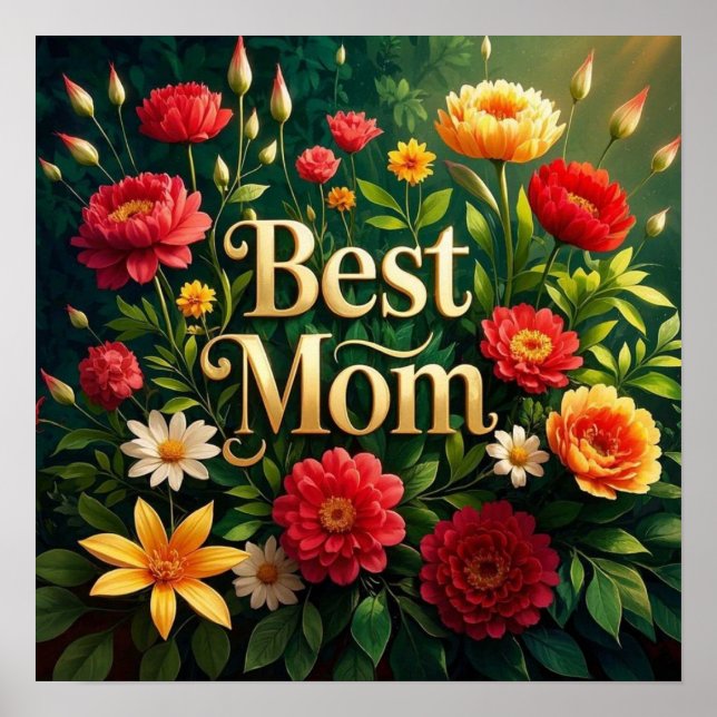Glam Benice Blommigt Flowers for Mors dag Poster (Framsidan)