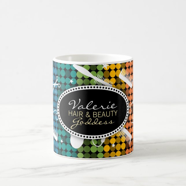 Glam beställnings- hår för regnbåge & skönhetmugg kaffemugg (Center)