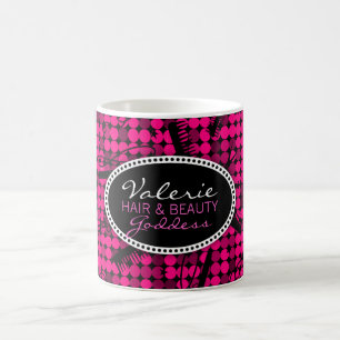 Glam beställnings- hår för shock rosa & kaffemugg