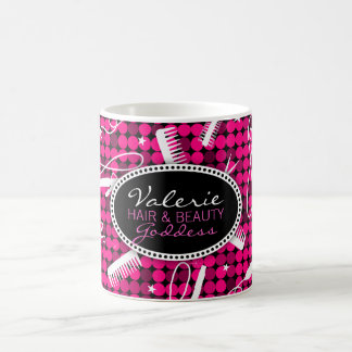 Glam beställnings- hår för shock rosa & kaffemugg