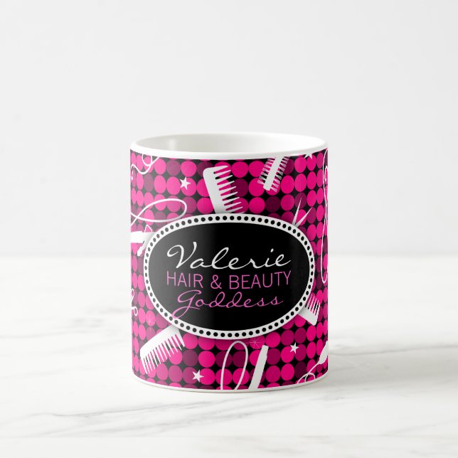 Glam beställnings- hår för shock rosa & kaffemugg (Center)