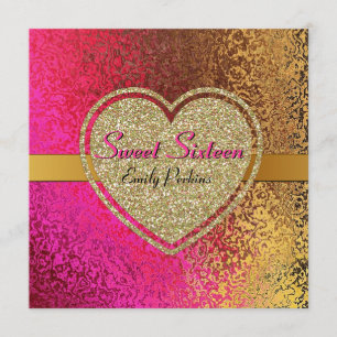 Glam beställnings- sweet sixteeninbjudan för guld inbjudningar