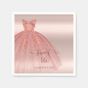 Glam Birthday Papper, sötad 16 Ro Guld Pappersservett