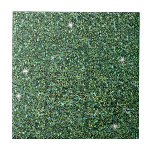 Glam Blå Teal Glitter Gnistrande Chic Kakelplatta