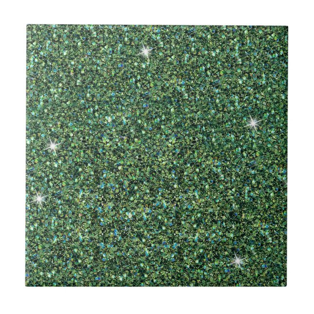 Glam Blå Teal Glitter Gnistrande Chic Kakelplatta (Framsidan)