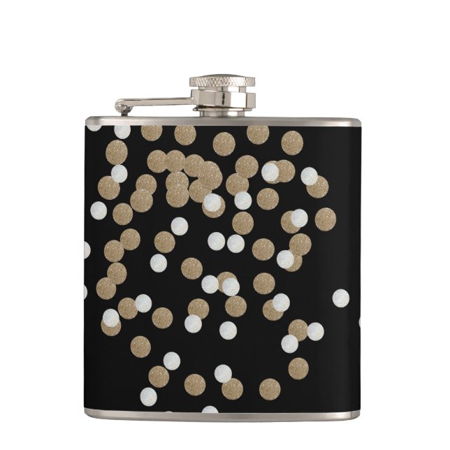 Glam Black and white dots champagne guld konetti Fickplunta (Framsidan)