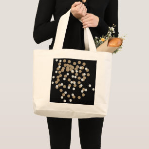 Glam Black and white dots champagne guld konetti Jumbo Tygkasse