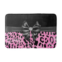 Glam Black Bow Diamond Rosa Glitter Leopard