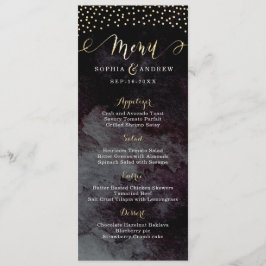 Glam Black faux guld calligraphy bröllop Meny