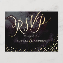 Glam black faux guld glitter calligraphy OSA Inbjudan Vykort