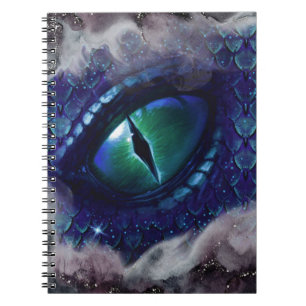 Glam Bläck Gothic Blue Medieval Dragon Anteckningsbok
