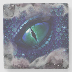 Glam Bläck Gothic Blue Medieval Dragon Stenunderlägg