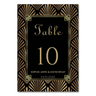 Glam Black Guld Art Deco Roaring 20:e Bröllop Bordsnummer