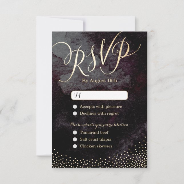 Glam Black guld glitter calligraphy bröllop OSA (Framsida)