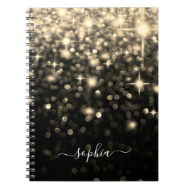 Glam Black Guld Glitter Gnistra bärbar dator Anteckningsbok