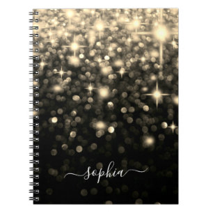 Glam Black Guld Glitter Gnistra bärbar dator Anteckningsbok