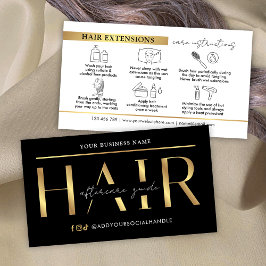 Glam Black Guld Hair Extensions Care Instructions Visitkort