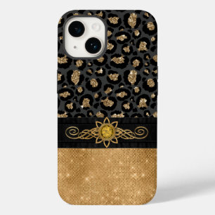 Glam Black och Guld Leopard Print