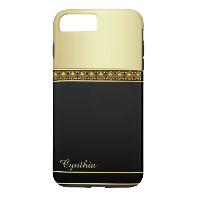 Glam Black och Guld Tone iPhone 7 Plus Fodral Case-Mate iPhone Skal (Baksida)