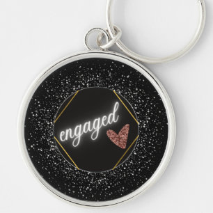 Glam Black och Silver  Rund Silverfärgad Nyckelring