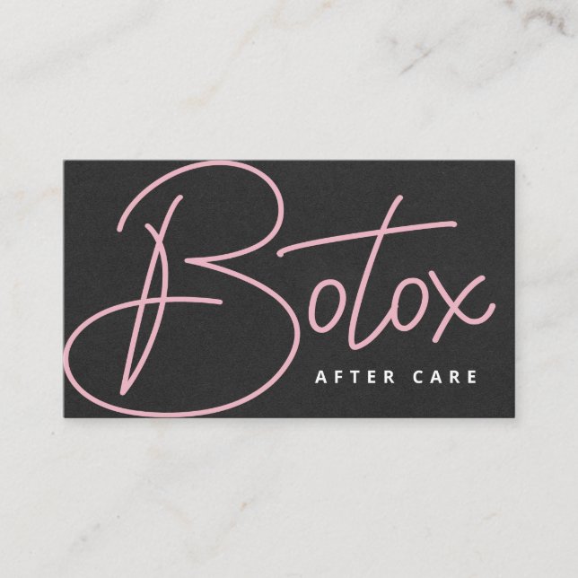Glam Black Pink Script Botox Eftervårdsguide Visitkort (Framsida)
