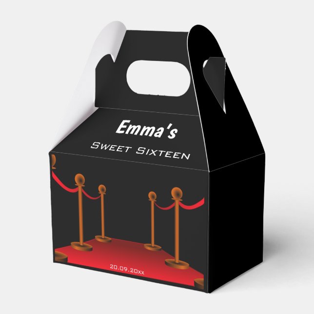 Glam Black & Red Carpet Sweet 16:e Anpassningsbarn Presentaskar (Framsidan Sidan)