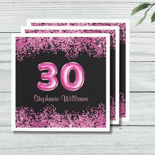 Glam Black Rosa Foil Balloon 30års födelsedag Part Pappersservett