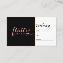 Glam Black Rosa Guld Lash Salon-avtalskort