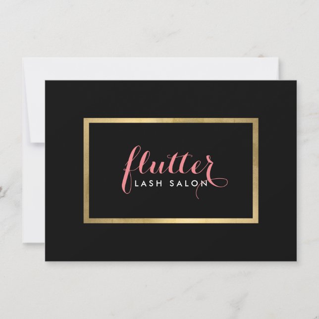 Glam Black Rosa Guld Lash Salon Gift Certificate (Framsida)
