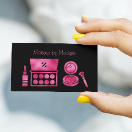 Glam Black & Shock rosa Makeup Artist QR-kod Visitkort