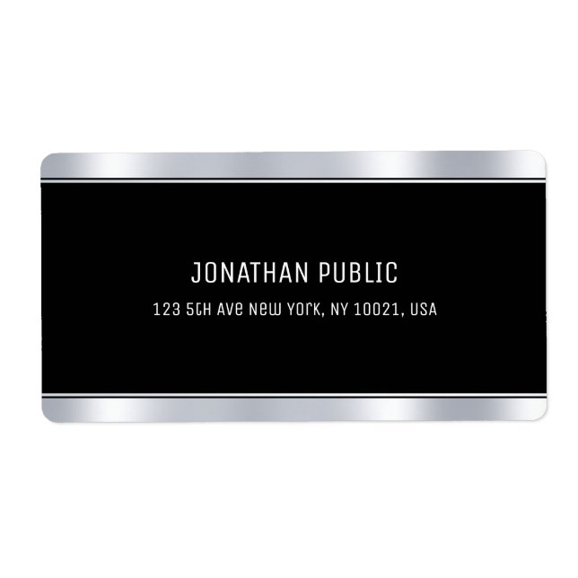 Glam Black Silver Elegant  Template Modern Shippin Fraktsedel (Framsidan)