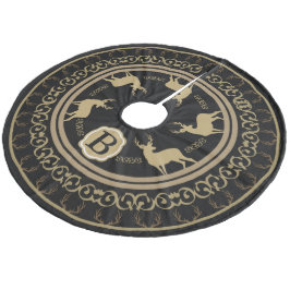 Glam Black & Taupe Hjort Antlers & Bucks Julgransmatta Fleece