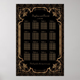 Glam Black Underbar Gatsby Art Deco 20s Sittdiagra Poster