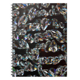 Glam Black White Diamond Crystal Gems Skriv ut Anteckningsbok Med Spiral