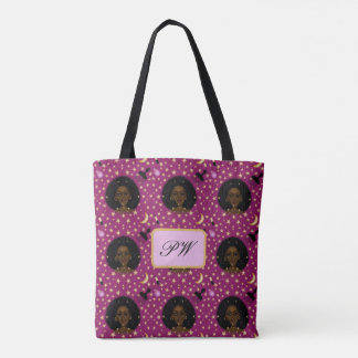 Glam Black Woman Afro Hair pic läppstift rosa måne Tygkasse