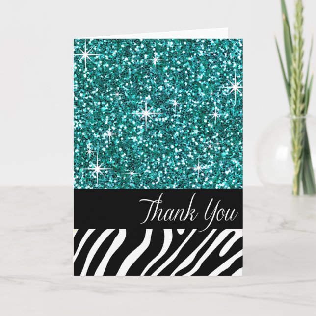 Glam Bling Glitter Zebra Tack | teal Kort (Framsida)