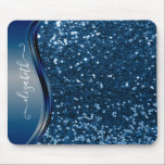Glam Bling Personlig Glitter Calligraphy Blue Musmatta<br><div class="desc">Den här konstruktionen innehåller inte glitter eller egentliga sekvenser. Det kan vara personlig i det område som tillhandahålls genom att ändra fotot och/eller text. Du kan också anpassa den genom att klicka på Anpassa den här mallen och sedan välja klicka för att anpassa ytterligare alternativ och ta bort eller ändra...</div>
