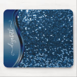 Glam Bling Personlig Glitter Calligraphy Blue Musmatta<br><div class="desc">Den här konstruktionen innehåller inte glitter eller egentliga sekvenser. Det kan vara personlig i det område som tillhandahålls genom att ändra fotot och/eller text. Du kan också anpassa den genom att klicka på Anpassa den här mallen och sedan välja klicka för att anpassa ytterligare alternativ och ta bort eller ändra...</div>