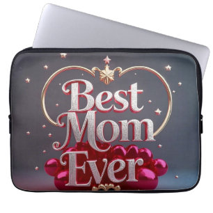 Glam Bling Silver Guld Best Mamma någonsin Laptop Fodral