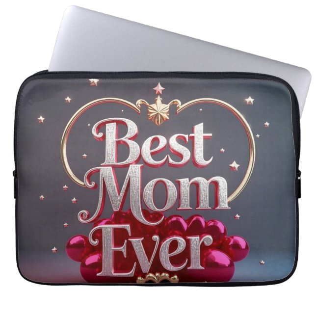 Glam Bling Silver Guld Best Mamma någonsin Laptop Fodral (Framsidan)
