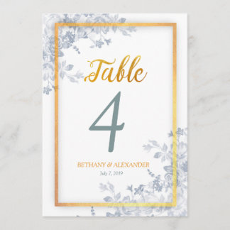 Glam Blommor Guld Ram Kalligrafi Bordnummer Inbjudningar