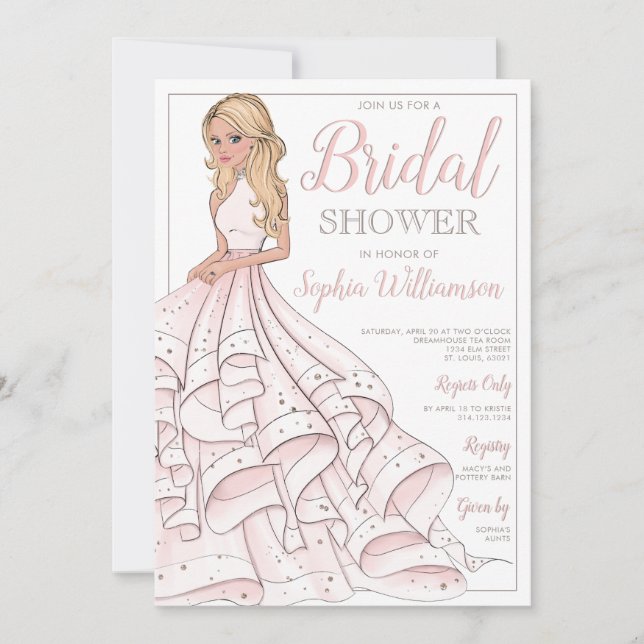 Glam blond brudmöhippa för glitter inbjudningar (Framsida)