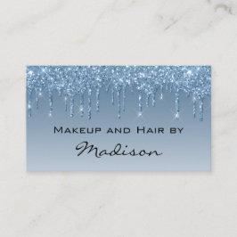 Glam Blue Dripping Glitter Drips Makeup Artist Visitkort