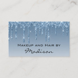Glam Blue Dripping Glitter Drips Makeup Artist Visitkort