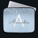 Glam Blue Glitter och Gnistra Chic Monogrammad Laptop Fodral<br><div class="desc">Baby blue Gnistra Faux Glitter och  Modern och Elegant Monogram Fodral. Fodral kan anpassas så att det omfattar ditt första och första namn.</div>