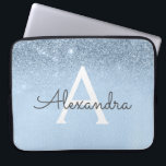Glam Blue Glitter och Gnistra Chic Monogrammad Laptop Fodral<br><div class="desc">Baby blue Gnistra Faux Glitter och  Modern och Elegant Monogram Fodral. Fodral kan anpassas så att det omfattar ditt första och första namn.</div>