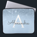 Glam Blue Glitter och Gnistra Chic Monogrammad Laptop Fodral<br><div class="desc">Baby blue Gnistra Faux Glitter och  Modern och Elegant Monogram Fodral. Fodral kan anpassas så att det omfattar ditt första och första namn.</div>