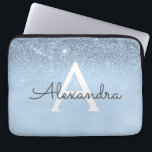 Glam Blue Glitter och Gnistra Chic Monogrammad Laptop Fodral<br><div class="desc">Baby blue Gnistra Faux Glitter och  Modern och Elegant Monogram Fodral. Fodral kan anpassas så att det omfattar ditt första och första namn.</div>