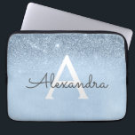 Glam Blue Glitter och Gnistra Chic Monogrammad Laptop Fodral<br><div class="desc">Baby blue Gnistra Faux Glitter och  Modern och Elegant Monogram Fodral. Fodral kan anpassas så att det omfattar ditt första och första namn.</div>
