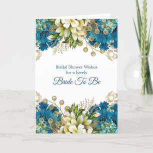 Glam Blue Guld Blommigt Möhippa Kort